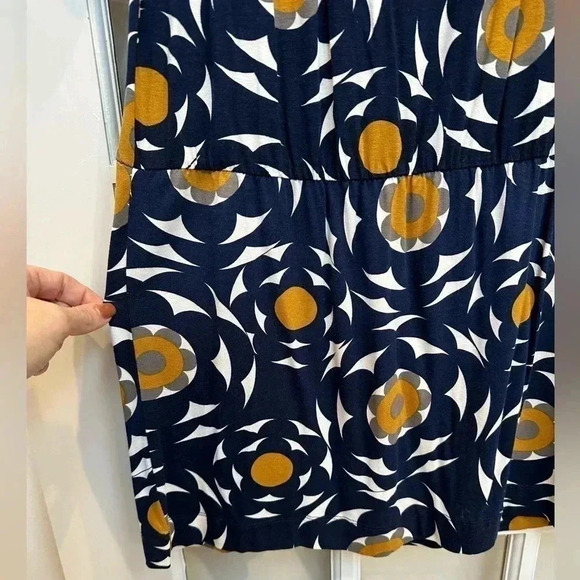 Vintage Y2K BCBGMAXAZRIA Navy Gold  Stretchy Retro Tunic Shift Dress Size Large - Picture 7 of 8